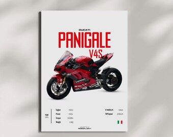 DUCATI PANIGALE V4S 2024 SuperBIke- Motorcycle POSTER Wall Art Digital Download Wall Decor Motor Line Art Perfect Gift For A Motorcyclist
