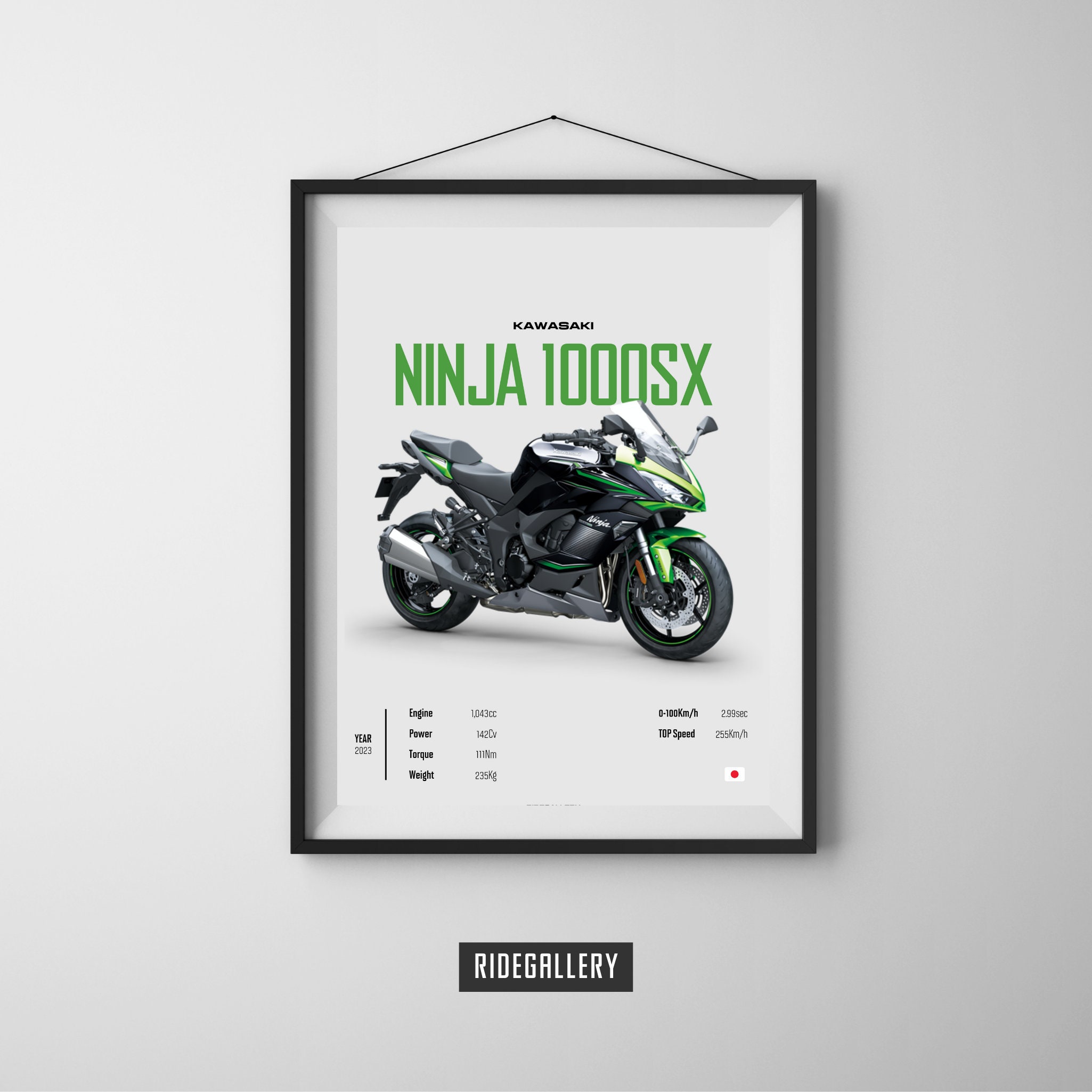 KAWASAKI Ninja 1000 SX 2023 - Motorcycle Japanese Poster Wall Art
