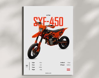 KTM SXF 450 F Motard 2024 - Motorcycle Wall Deco Motor Line Art For A Motorcyclist Motorcycle Digital Motorsports Digital Motorbike Prints
