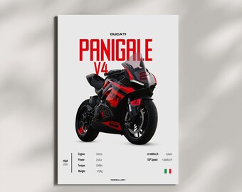 DUCATI PANIGALE V4 2018 SUperBIke - Motorcycle POSTER Wall Art Digital Download Wall Decor Motor Line Art Perfect Gift For A Motorcyclist