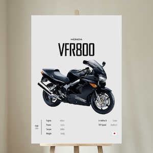 Honda VFR 800 1998 [Black] - Motorcycle Wall Deco Motor Line Art For A Motorcyclist Motorcycle Digital Motorsports Digital Motorbike Prints