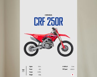 Honda CRF 250R 2023 - Motorcycle Wall Deco Motor Line Art For A Motorcyclist Motorcycle Digital Motorsports Digital Motorbike Prints
