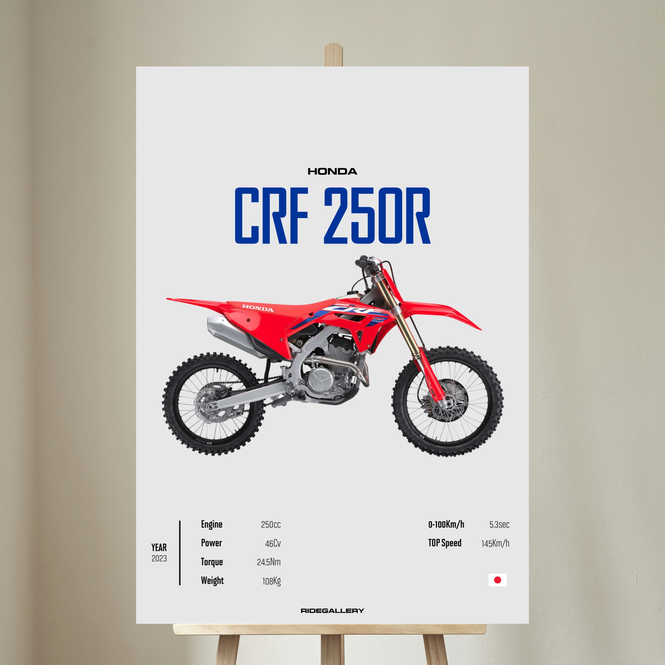 Honda CRF 250R 2023 - Motorcycle Wall Deco Motor Line Art for A
