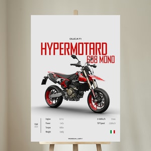 DUCATI Hypermotard 698 Mono 2023 - Motorcycle Wall Deco Motor Art For A Motorcyclist Motorcycle Digital Motorsports Digital Motorbike Prints