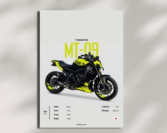YAMAHA MT 09 2024 Naked - Motorcycle Wall Deco Motor Line Art For A Motorcyclist Motorcycle Digital Motorsports Digital Motorbike Prints