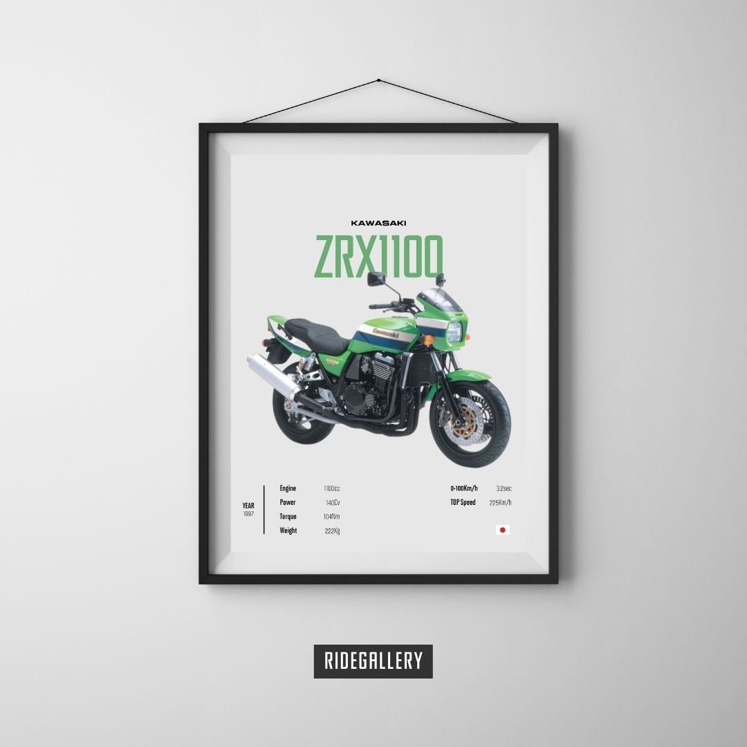 原画 狼 #104 KAWASAKI ZRX 1100 [green] 2023 - Motorcycle Japanese Poster