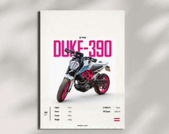 KTM DUKE 390 2019 NAKED - Motorcycle Wall Deco Motor Line Art For A Motorcyclist Motorcycle Digital Motorsports Digital Motorbike Prints