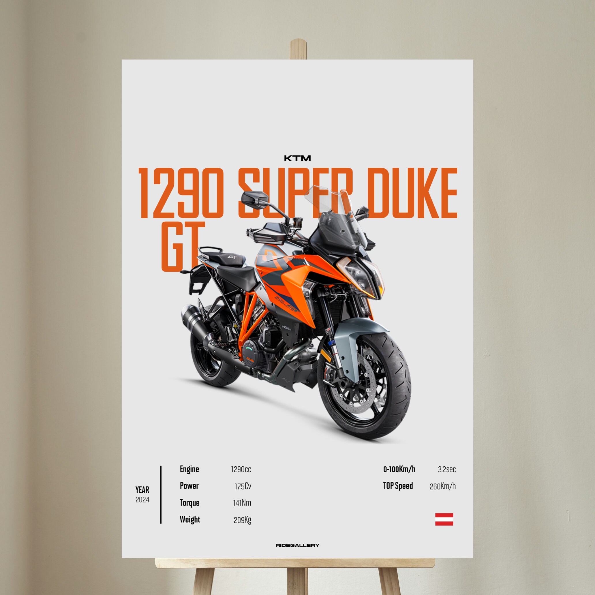 KTM 1290 Super DUKE GT 2024 - Motorcycle Wall Deco Motor Line Art