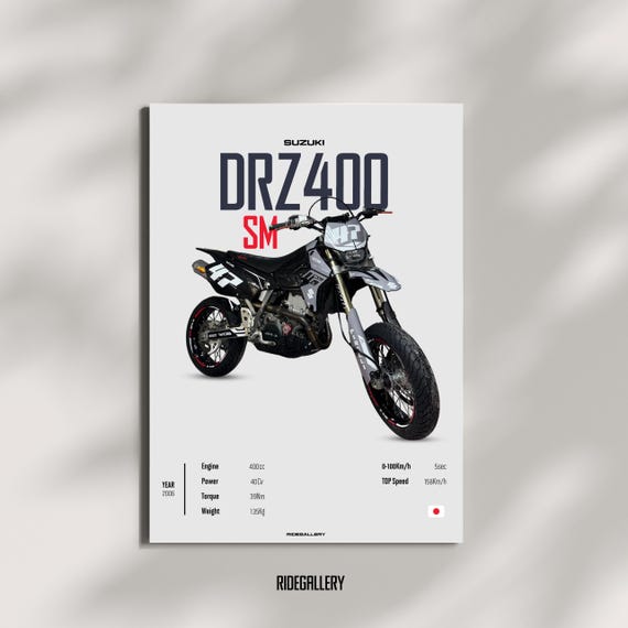 SUZUKI DRZ 400 SM 2006 - Motorcycle Wall Deco Motor Line Art for A