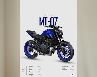 YAMAHA MT-07 (2021) - Motorcycle Wall Deco Motor Line Art For A Motorcyclist Motorcycle Digital Motorsports Digital Motorbike Prints