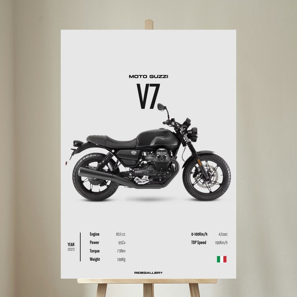 Moto Guzzi V7 2023 - Motorcycle Wall Deco Motor Line Art For A Motorcyclist Motorcycle Digital Motorsports Digital