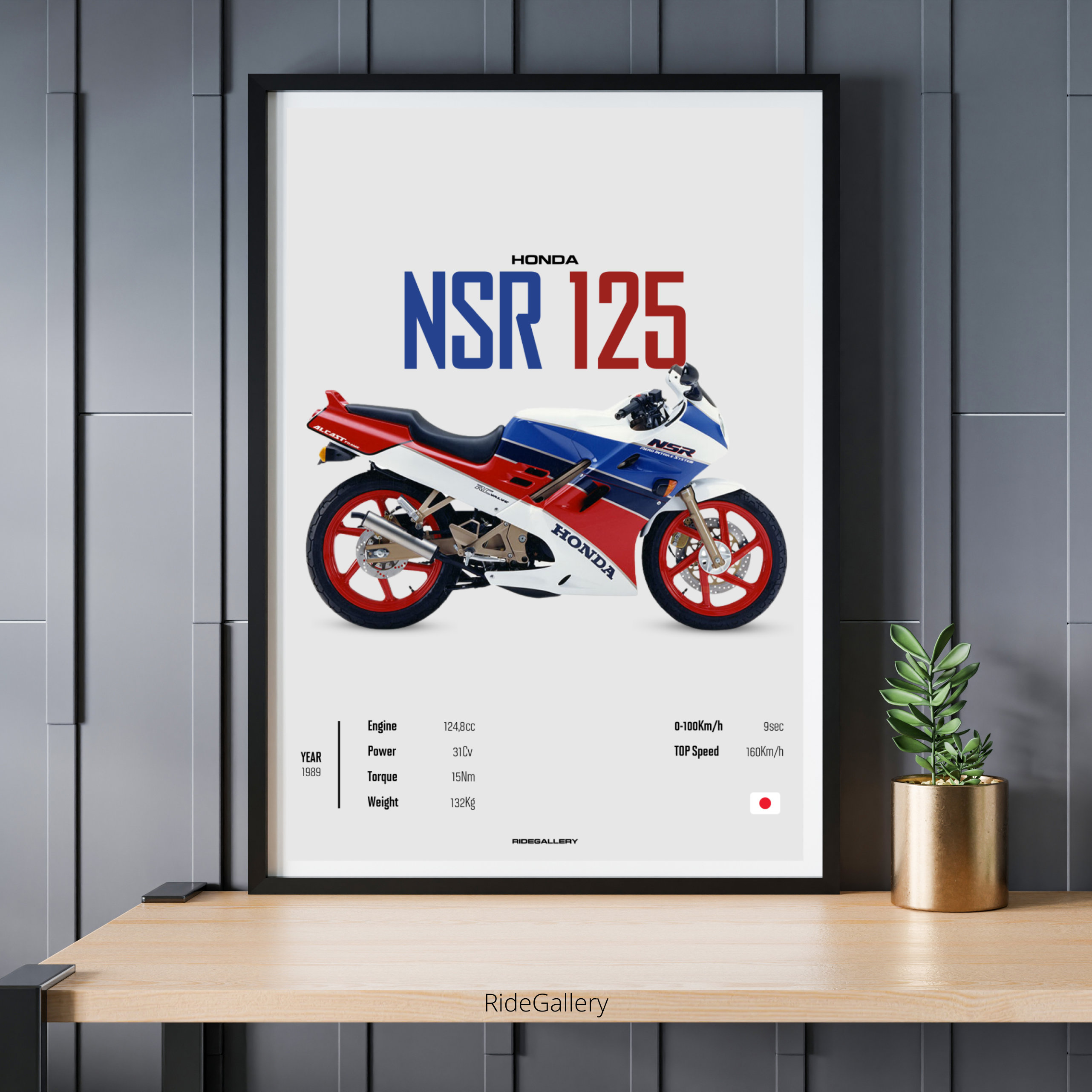 Honda NSR 125 1989 - Motorcycle Wall Deco Motor Line Art for A
