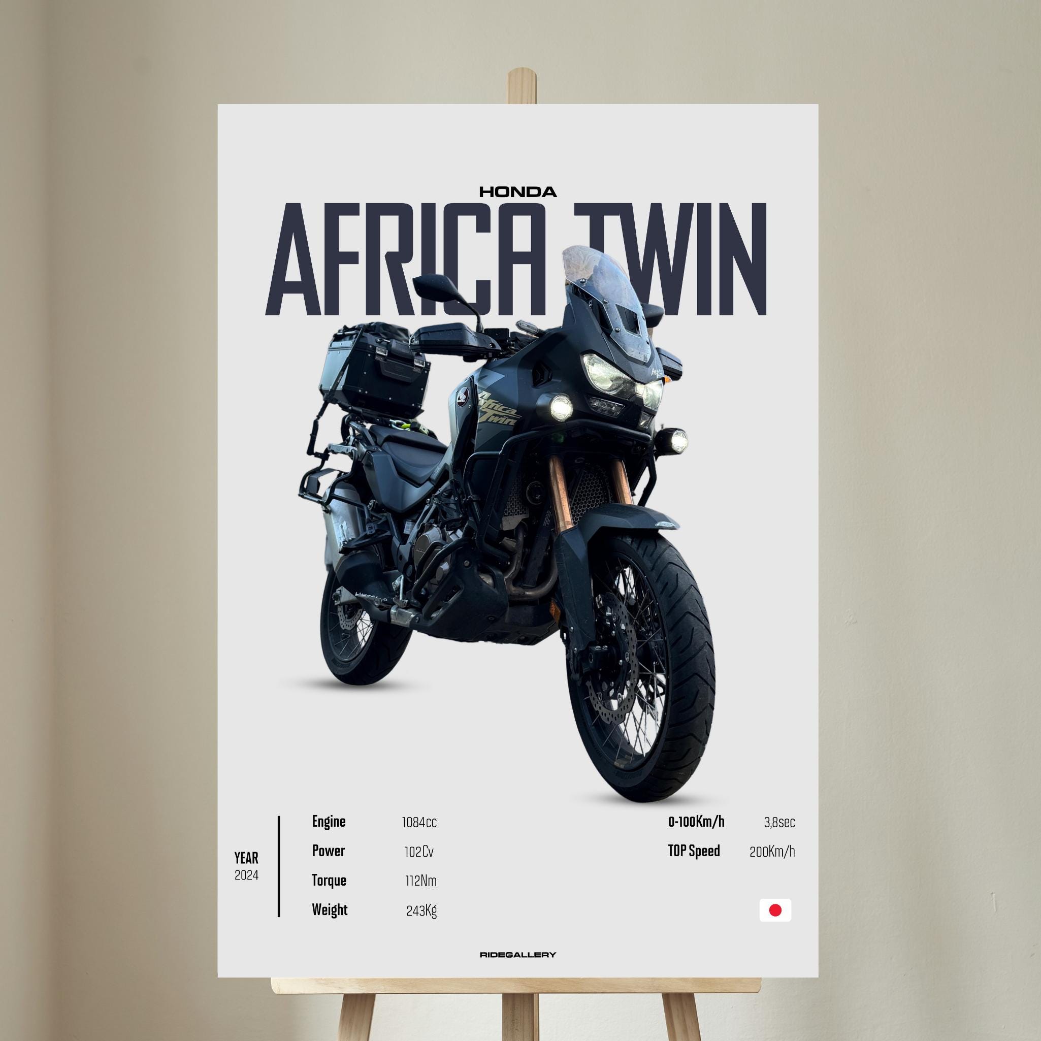 Honda Africa Twin 1100 2024 - Motorcycle Wall Deco Motor Line Art