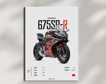 CF MOTO 675 SR R 2025 SUperbike - Wall Deco Motor Line Art For A Motorcyclist Motorcycle Digital Motorsports Digital Motorbike Prints
