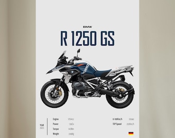 BMW R 1250 GS 2023 - MOTO Wall Poster Descarga digital Regalo perfecto para entusiastas de las motocicletas Wall Deco Motor Line Art