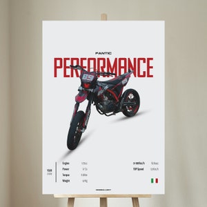 FANTIC PERFORMANCE 125 cc Motard 2020 - Motorcycle Wall Deco Motor Line Art For A Motorcyclist Digital Motorsports Digital Motorbike Prints