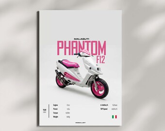 MALAGUTI PHANTOM F 12 SCOOTER 2001 Wall Deco Motor Line Art For A Motorcyclist Motorcycle Digital Motorsports Digital Motorbike Prints