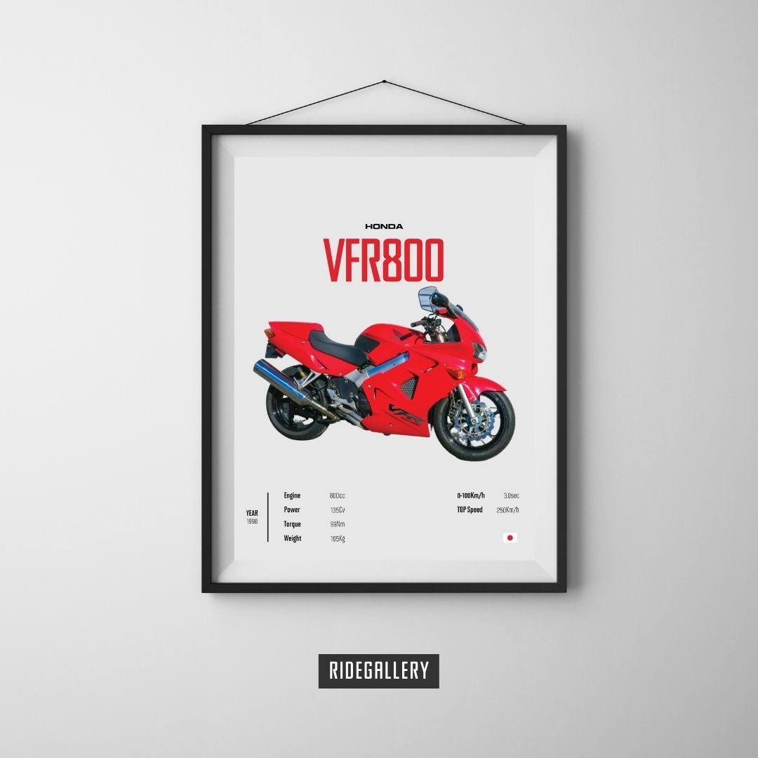 Honda VFR 800 1998 [red] - Motorcycle Wall Deco Motor Line Art for