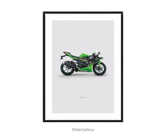 KAWASAKI Ninja ZX-6R - Motorcycle Japanese Poster Wall Art Wall Décor Tokyo Motor Line Art Gift For Sport Bike Lovers
