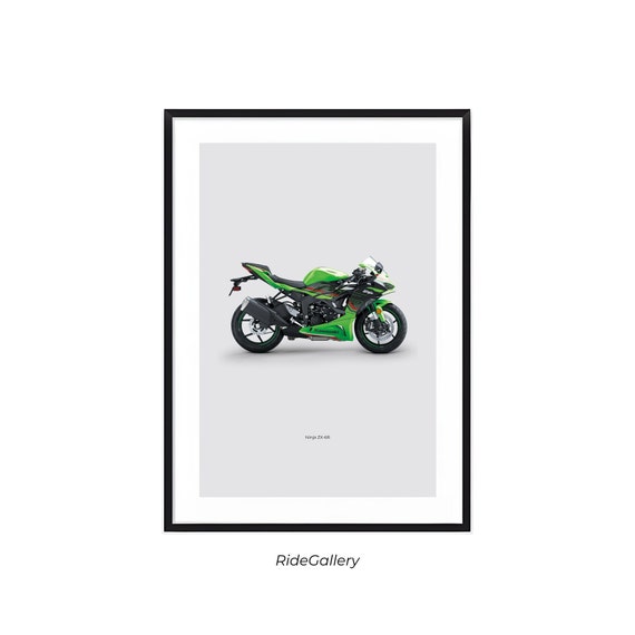 KAWASAKI Ninja ZX-6R - Motorcycle Japanese Poster Wall Art Wall