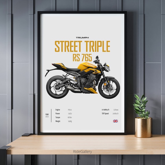 Triumph STREET TRIPLE RS 765 - Motorcycle Wall Deco Motor Line Art