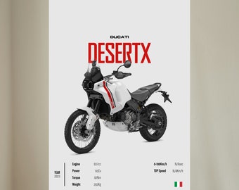 DUCATI DesertX - Motorcycle POSTER Wall Art Digital Download Wall Decor Motor Line Art Perfect Gift For A Motorcyclist