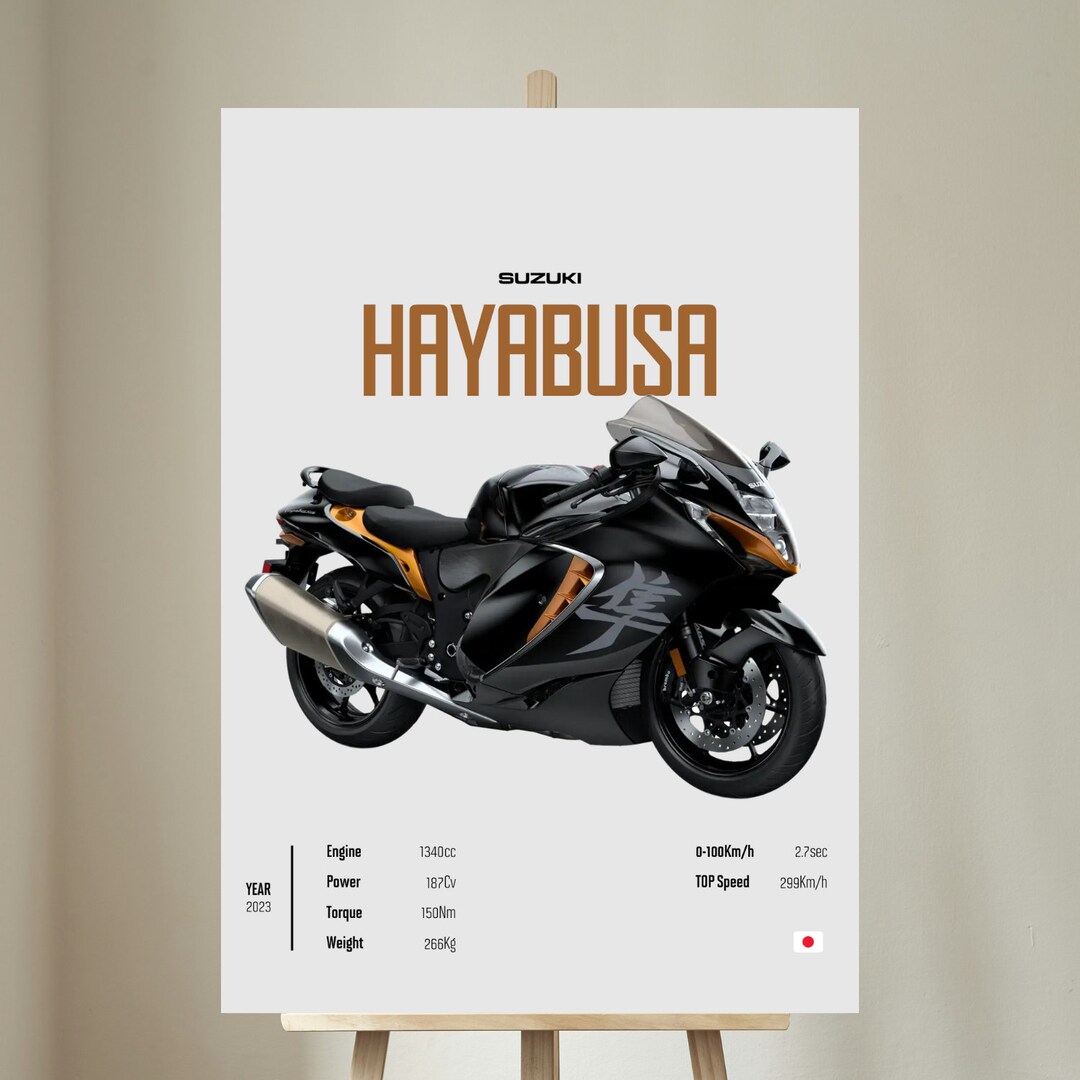 Toile Déco Suzuki Hayabusa – Peinture Murale XXL Sport Moto GP, Tableau Canvas