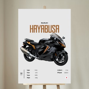 Suzuki Hayabusa 2023 [Black] - Motorcycle Wall Deco Motor Line Art For A Motorcyclist Motorcycle Digital Motorsports Digital
