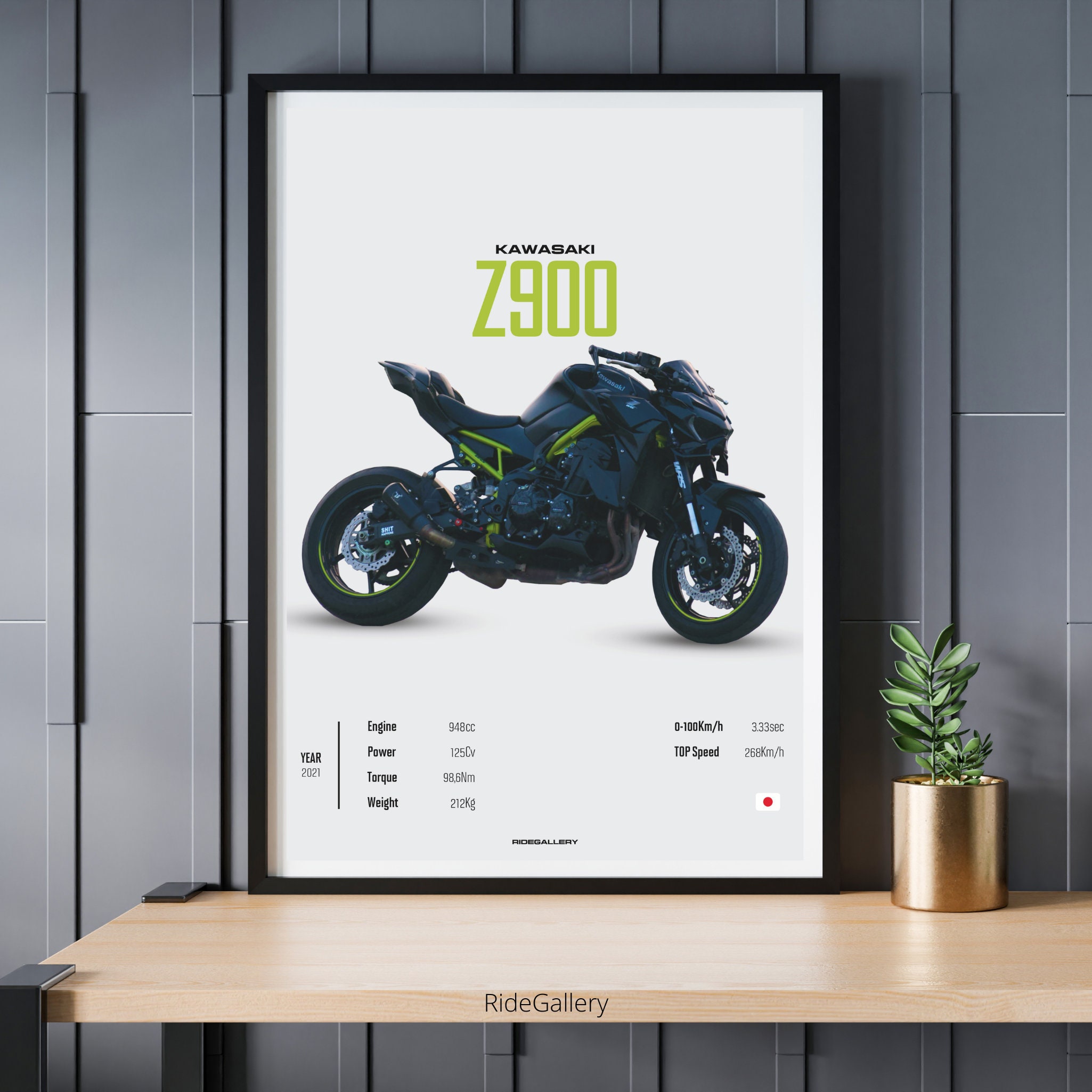 ゼニス新作モデル Z KAWASAKI 900 Poster Japanese Motorcycle - 2021 [green] ポスター