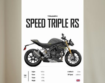 Triumph Speed Triple RS [Grey] - Motorcycle Wall Deco Motor Line Art For A Motorcyclist Motorcycle Digital Motorsports Digital