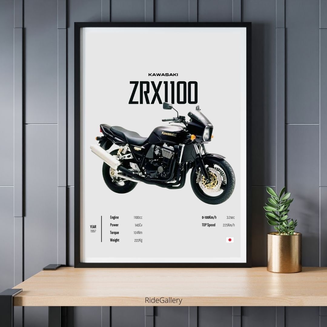 おしん　ポスター KAWASAKI ZRX 1100 [black] 2023 - Motorcycle Japanese Poster
