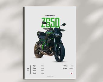 KAWASAKI Z 650 NAKED - Motorcycle Japanese Poster Wall Art Wall Décor Tokyo Motor Line Art Gift For Sport Bike Lovers