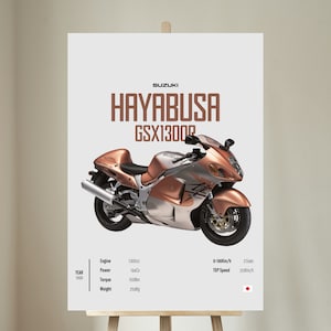 Suzuki Hayabusa GSX 1300 R 1999 [Rose Gold] - Motorcycle Wall Deco Motor Line Art For A Motorcyclist Motorcycle Digital Motorsports Digital