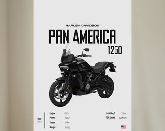 Harley Davidson PAN America 1250 2023 - Motorcycle Wall Deco Motor Line Art For A Motorcyclist Motorcycle Digital Motorsports Digital