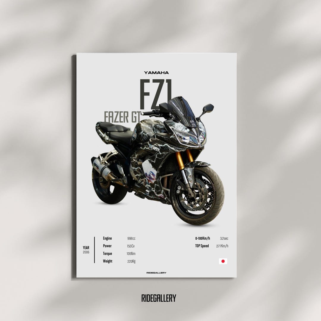 YAMAHA FZ1 FAZER Gt 2006 - Motorcycle Wall Deco Motor Line Art for