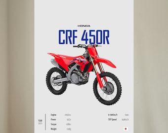 Honda CRF 450R 2023 - Motorcycle Wall Deco Motor Line Art For A Motorcyclist Motorcycle Digital Motorsports Digital Motorbike Prints