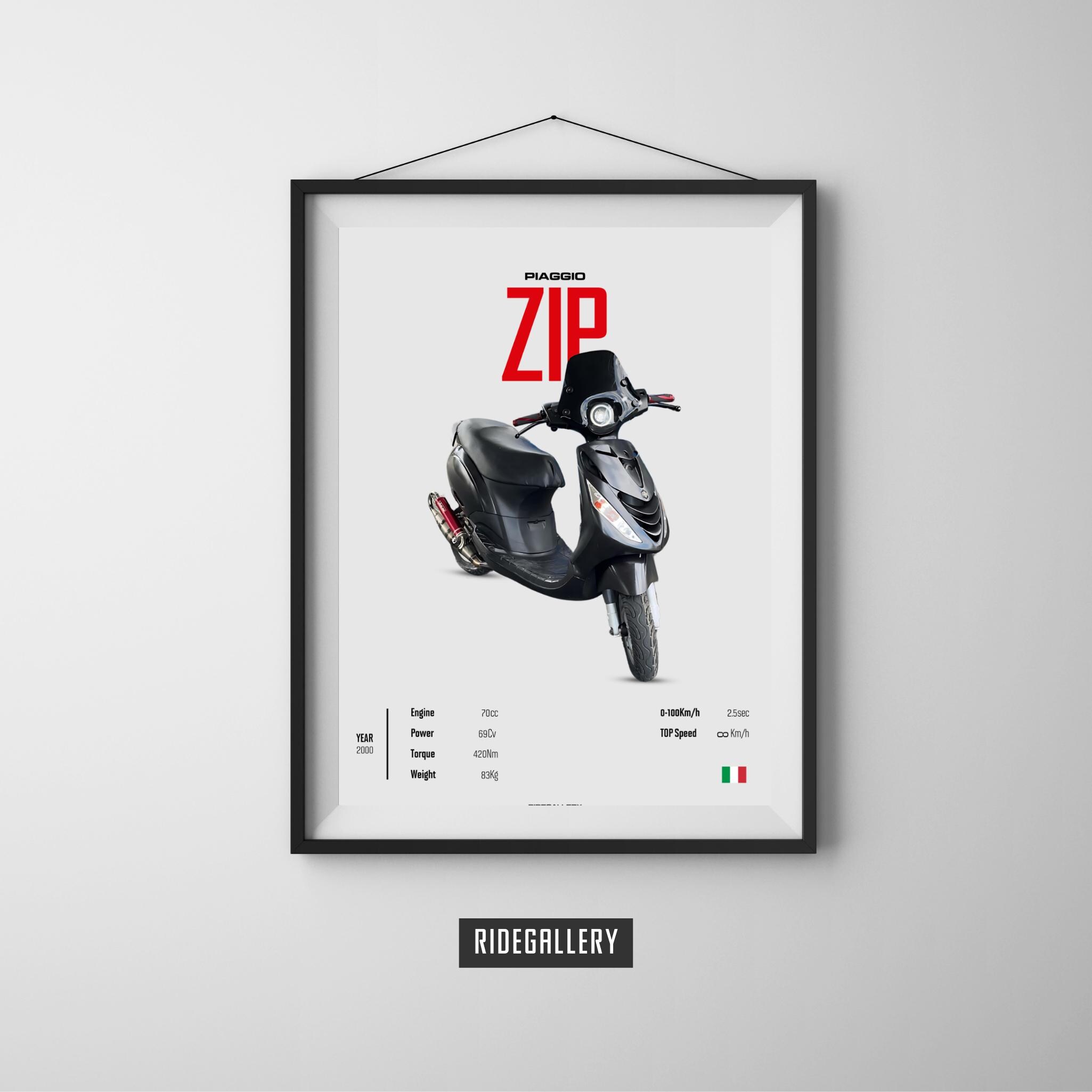 PIAGGIO ZIP 50 70 Cc 2000 Motorcycle Wall Deco Motor Line Art for