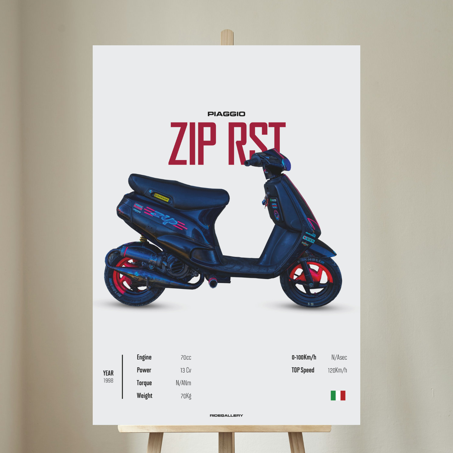 PIAGGIO ZIP RST 50 70 Cc 1998 Motorcycle Wall Deco Motor Line Art