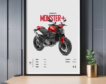 DUCATI Monster 2023 [red] Motorcycle POSTER Wall Art Digital