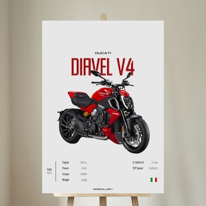 DUCATI Diavel V4 - Motorcycle POSTER Wall Art Digital Download Wall Decor Motor Line Art Perfect Gift For A Motorcyclist