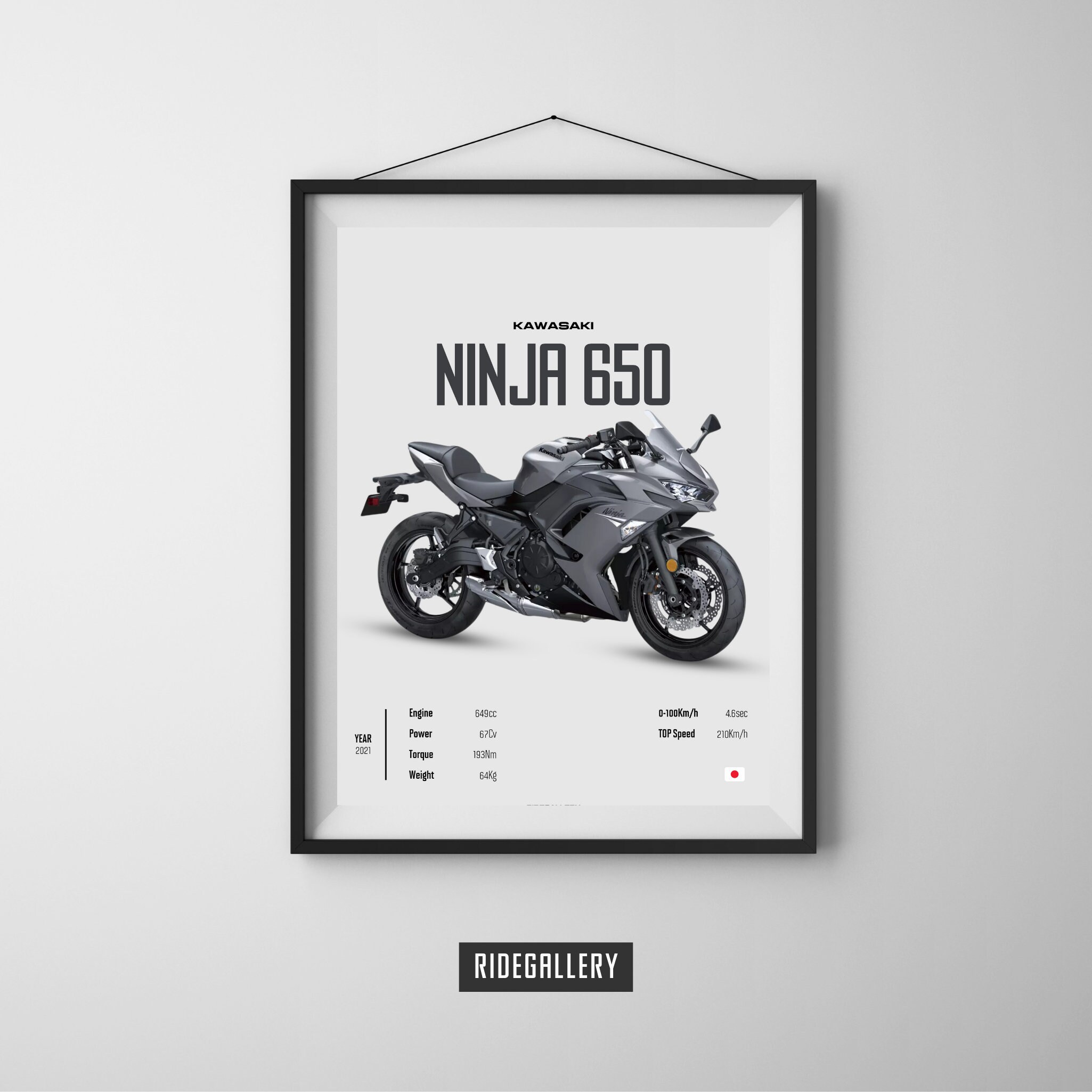 KAWASAKI NINJA 650 2021 Silver - Motorcycle Japanese Poster