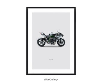 KAWASAKI Ninja H2R - Motorcycle Japanese Poster Wall Art Wall Décor Tokyo Motor Line Art Gift For Sport Bike Lovers