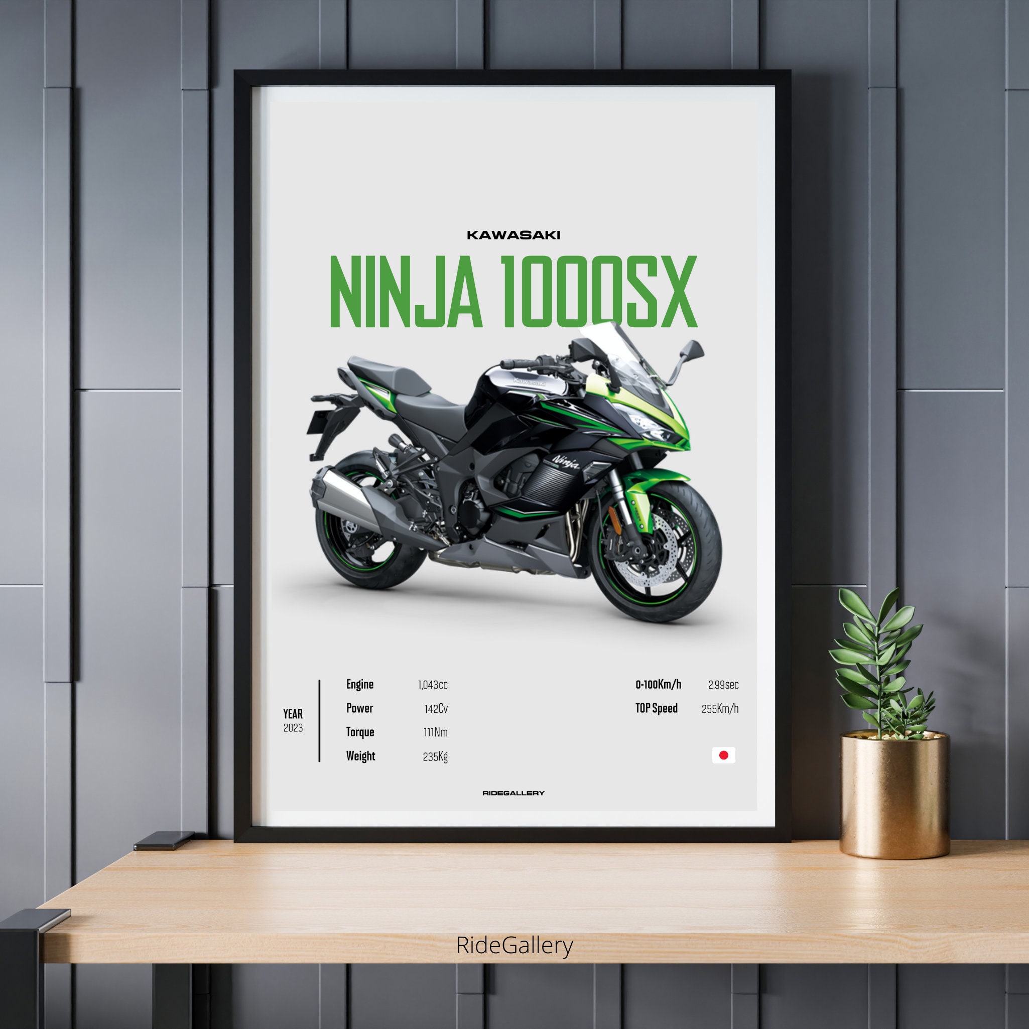 Rio 等身大防水ポスター KAWASAKI Ninja 1000 SX 2023 - Motorcycle Japanese Poster