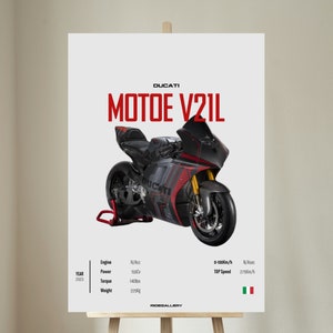 DUCATI Moto E V21L 2023 - Motorcycle Wall Deco Motor Art For A Motorcyclist Motorcycle Digital Motorsports Digital Motorbike Prints