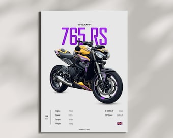 TRIUMPH STREET TRIPLE 765 Rs 2024 - Motorcycle Wall Deco Motor Line Art For Motorcyclist Motorcycle Digital Motorsports Digital Gift Bikers