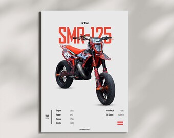 KTM SMR 125 2024  MOTARD - Motorcycle Wall Deco Motor Line Art For A Motorcyclist Motorcycle Digital Motorsports Digital Motorbike Prints