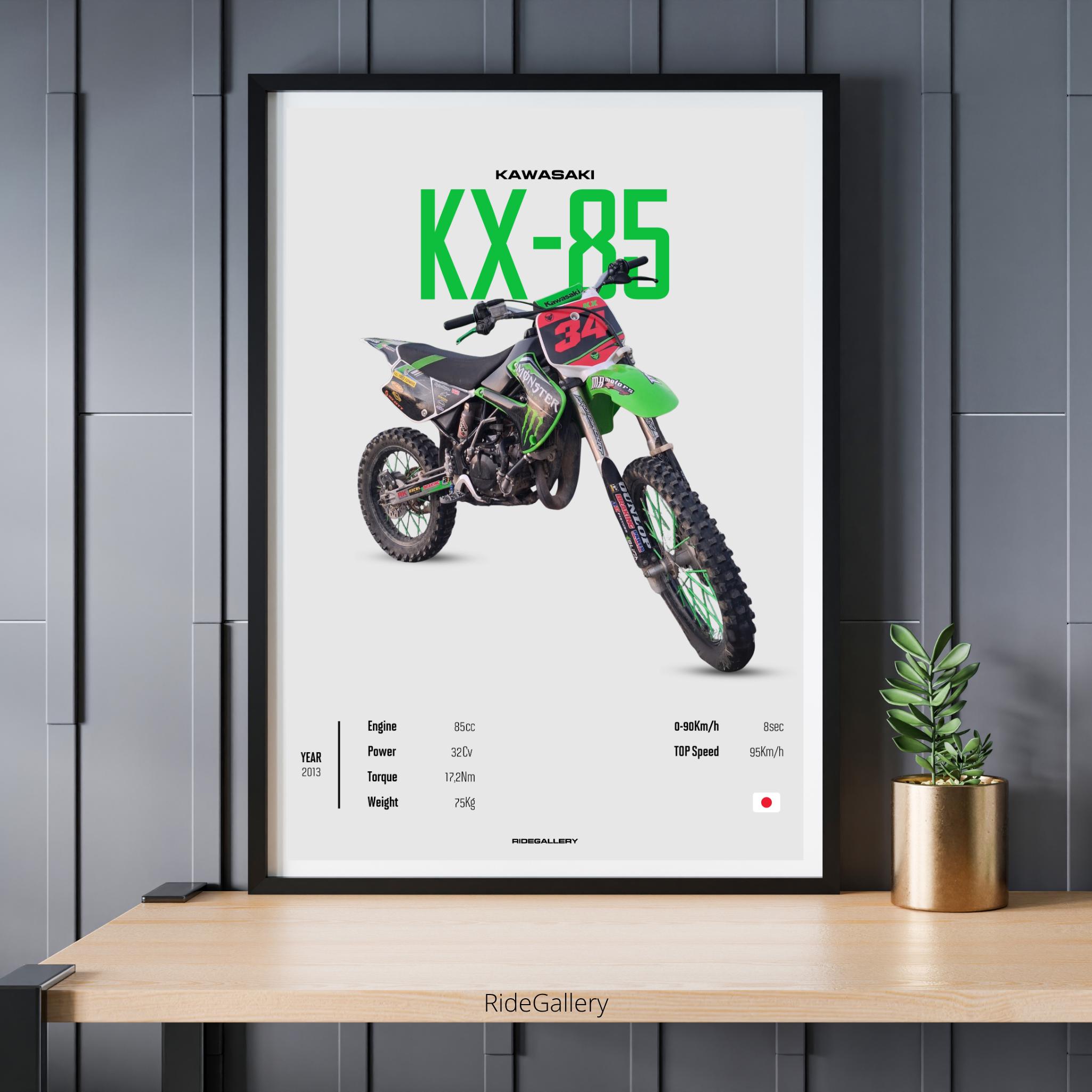 KAWASAKI KX 85 2013 - Motorcycle Japanese Poster Wall Art Wall