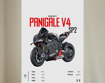 PANIGALE V4 SP2 DUCATI 2023 - Motorcycle POSTER Wall Art Digital Download Wall Decor Motor Line Art Perfect Gift For A Motorcyclist