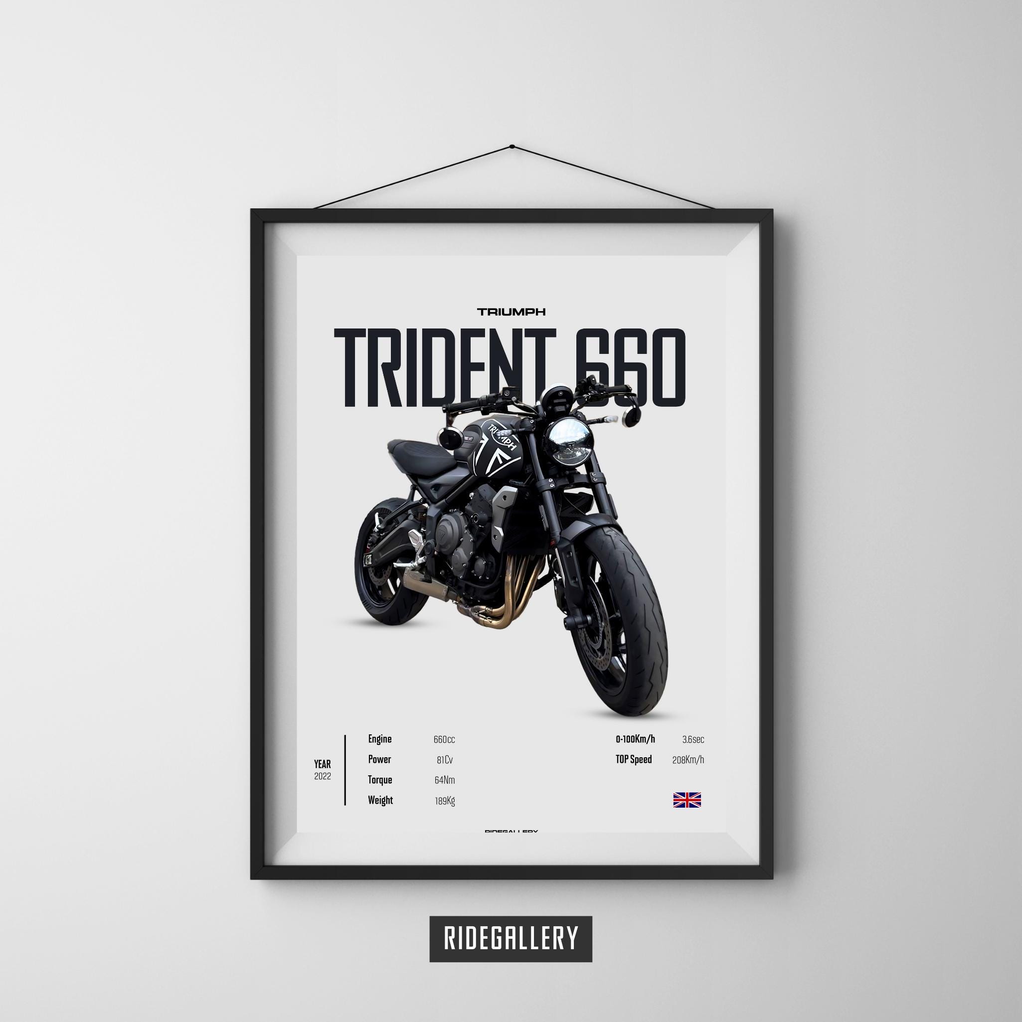 TRIUMPH TRIDENT 660 2022 - Motorcycle Wall Deco Motor Line Art for