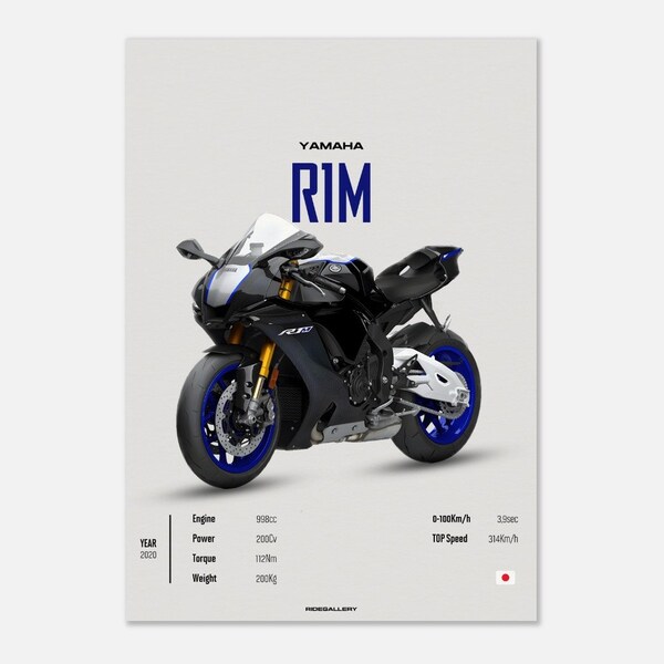 Yamaha R1M 2020 - Motorcycle Wall Deco Motor Line Art For A Motorcyclist Motorcycle Digital Motorsports Digital Motorbike Prints